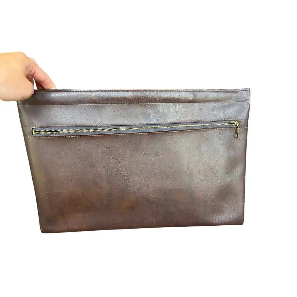 Vtg Hazel Brown Faux Leather Portfolio
